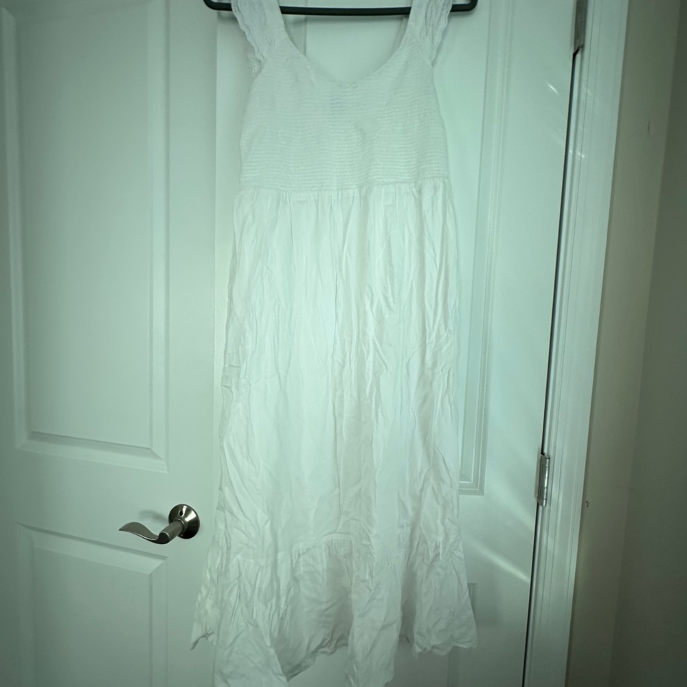 Old Navy White Smocked Maxi Dress with Wide Straps